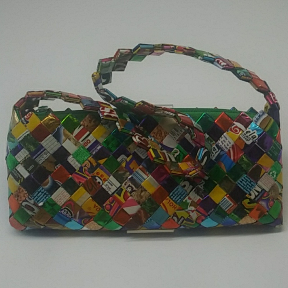 Recycled Repurposed Woven Strips Candy purse
